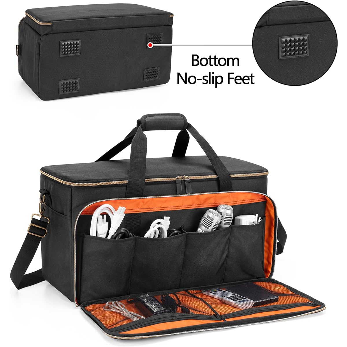 Trunab Large Travel DJ Cable File Bag with Removable Inner Dividers and Padded Compartments for 15.6" Laptop Cable Organizer Bag for Cords/Sound Equipment/DJ Gear/Musician Accessories