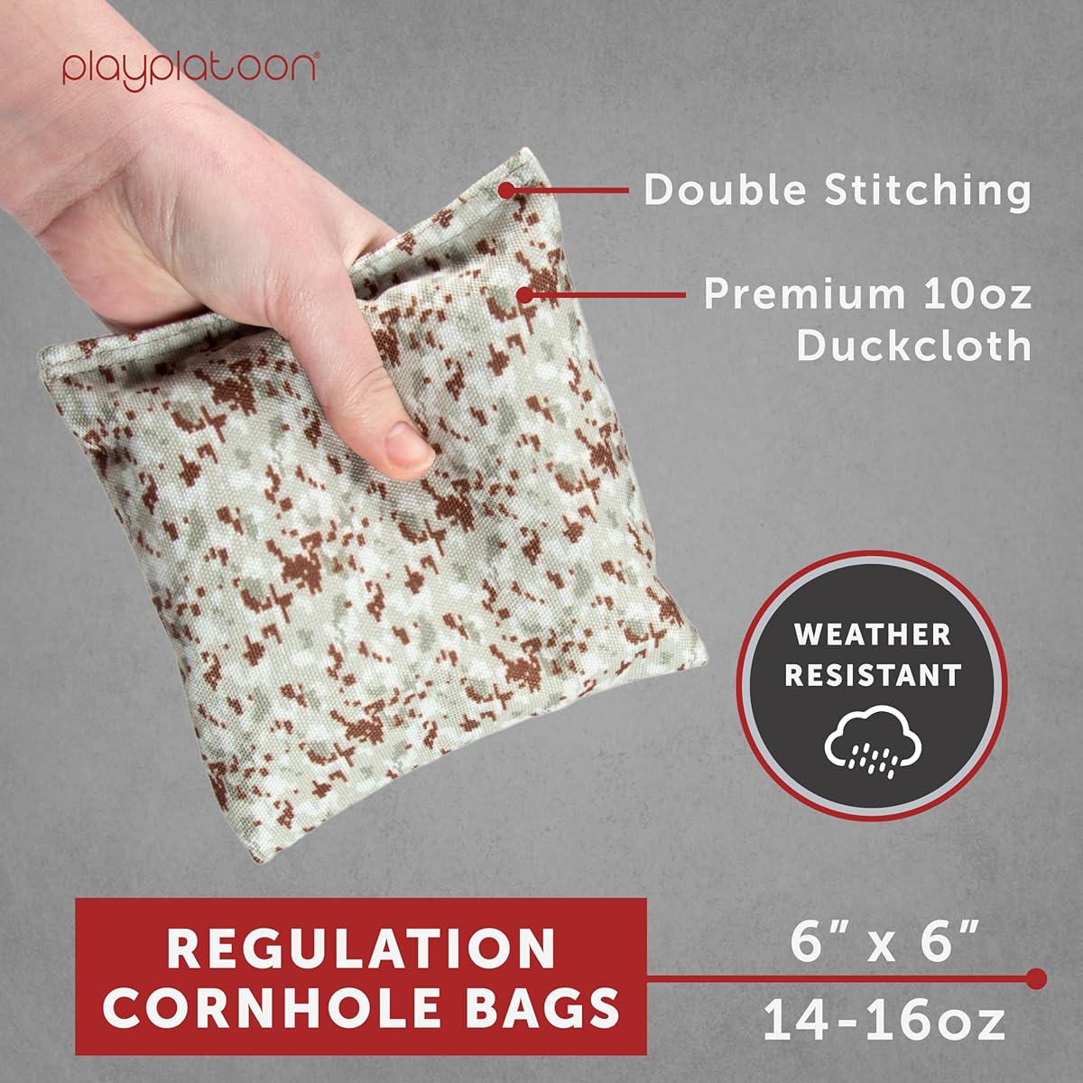 Set of 8 Weatherproof Cornhole Bean Bags - Regulation Size and Weight - 4 Army Camo & 4 Desert Digital Camo Cornhole Bags