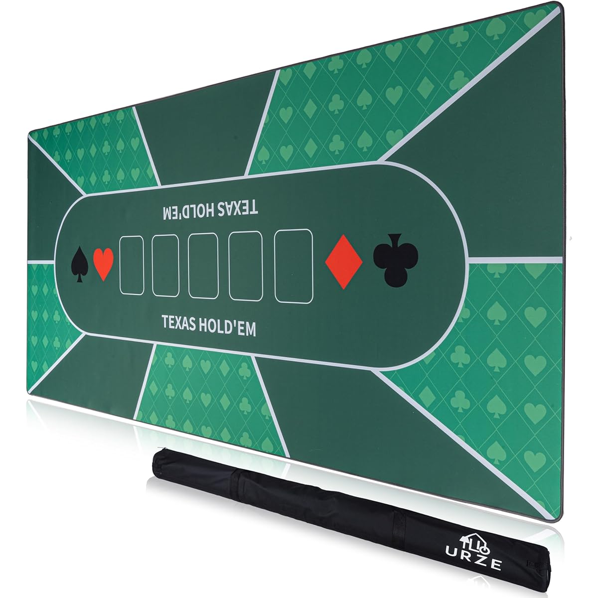 Foldable Table Top Poker Mat - Poker Table Mat with Non Slip Backing & Carrying Bag with 2 Handles, Waterproof & Foldable Rubber Poker Topper for Table, Portable Casino Games Texas Holdem Poker Mat