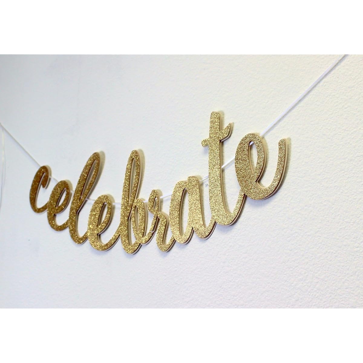 All About Details Celebrate Cursive Banner 1 Set Birthday Banner Graduation Banner Anniversary Banner Bridal Shower Banner Retirement Banner (Gold)