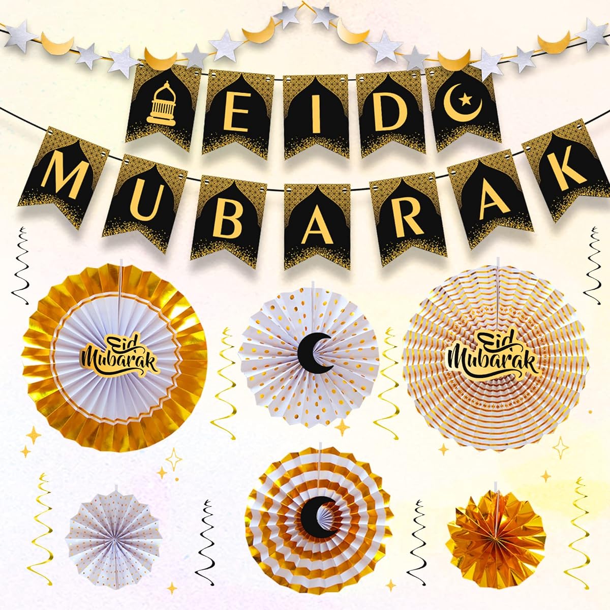 Eid Mubarak Decorations for Home 2023 2 in 1 Happy Ramadan Eid Mubarak Banner Wall Decor Eid Al Fitr Muslim Festival Party Supplies