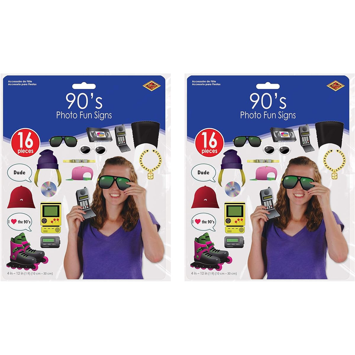 Beistle 53496 90s Photo Fun Signs 32 Piece 4"-12" Multicolor