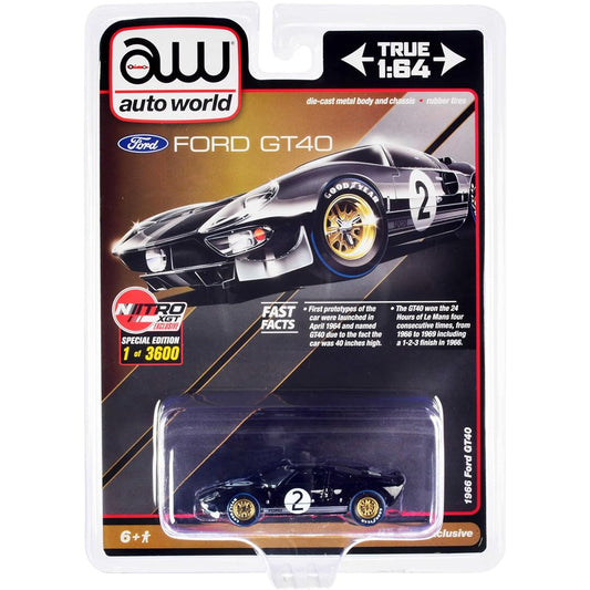 Auto World CP7922 1966 Ford GT40 #2 Black Limited Edition 3600 Pieces Worldwide 1/64 Diecast Model Car