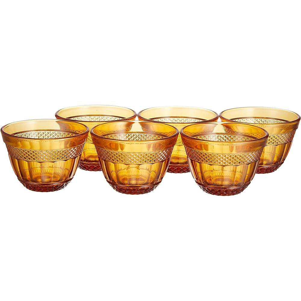 ADERIA Shonai Craft Sake Cup Amber 55ml Mini Glass 6 Pieces Made in Japan F-70458