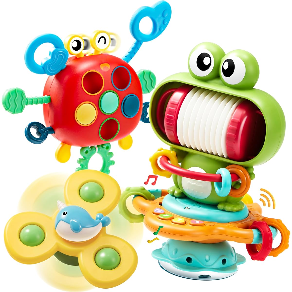 JOYIN Musical Baby Toys - Highchair Toys with Suction Cups - Spinner Teething - Prevents Toddler Toys from Falling - Montessori Sensory Toys for Toddlers - Christmas Birthday Gift Toys 18 Months