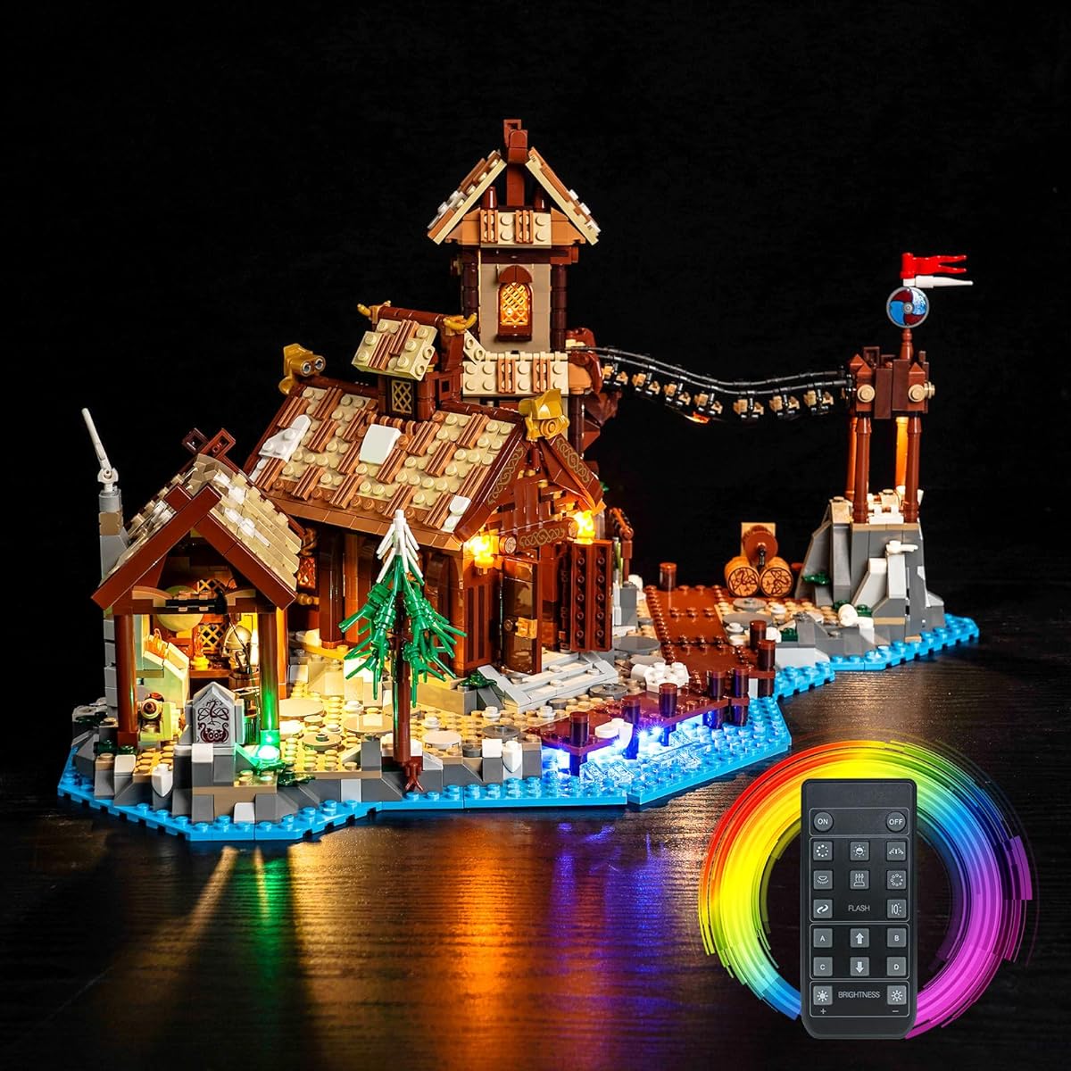 BrickBling LED Lighting Kit for Lego Viking Village Building Set Remote Control Light Compatible with Lego 21343 Light Only - No Model