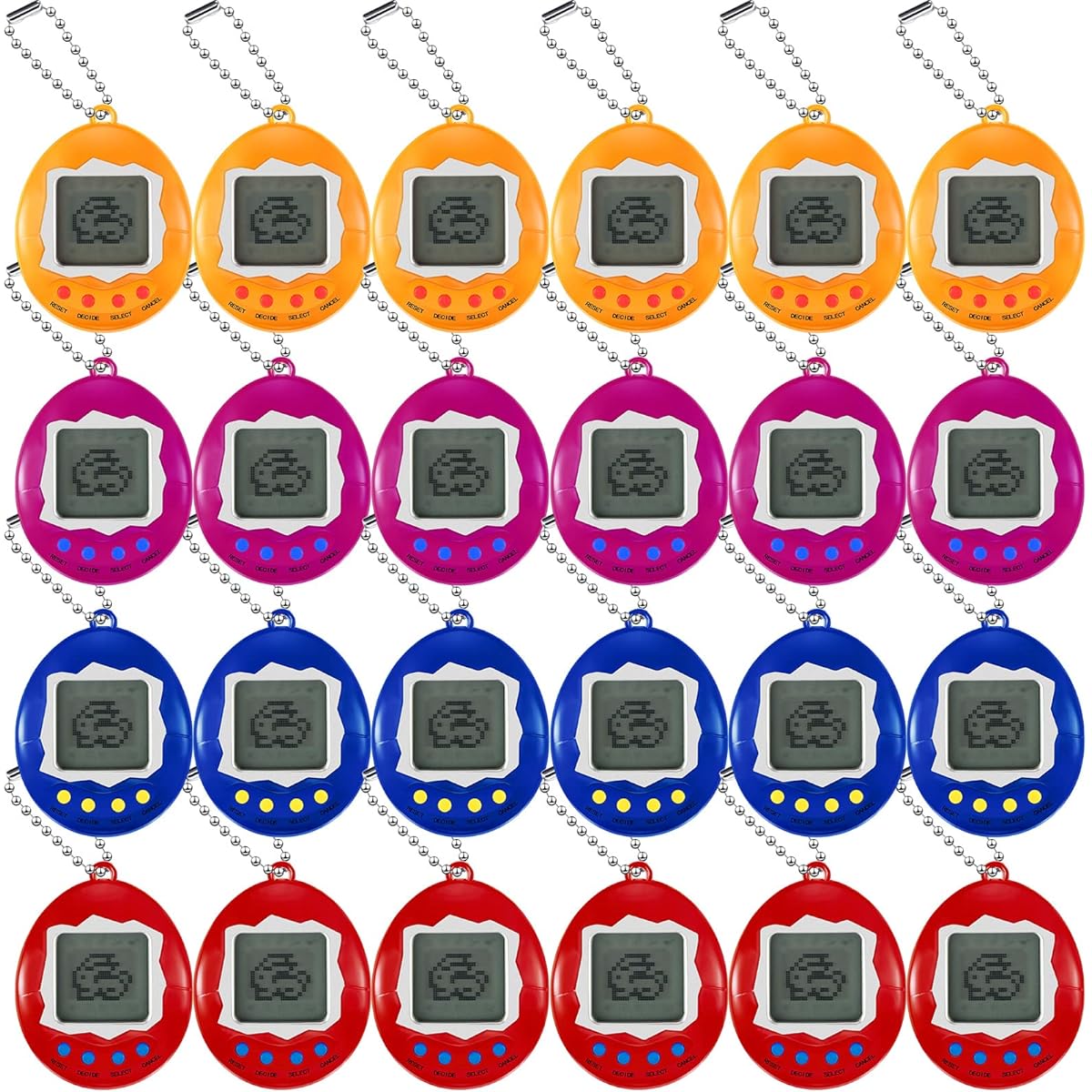 24 Pcs Virtual Pet Keychains for Kids Electronic Digital Pets 168 Pets Retro Handheld Game Machine Nostalgic 90s Toys Halloween Christmas