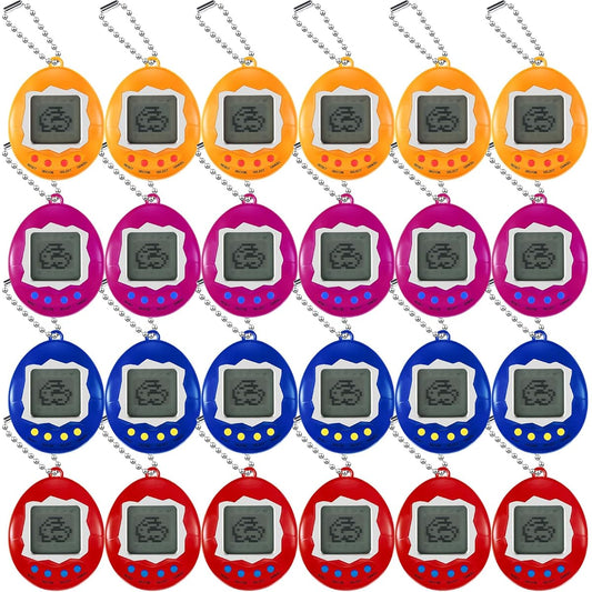 24 Pcs Virtual Pet Keychains for Kids Electronic Digital Pets 168 Pets Retro Handheld Game Machine Nostalgic 90s Toys Halloween Christmas