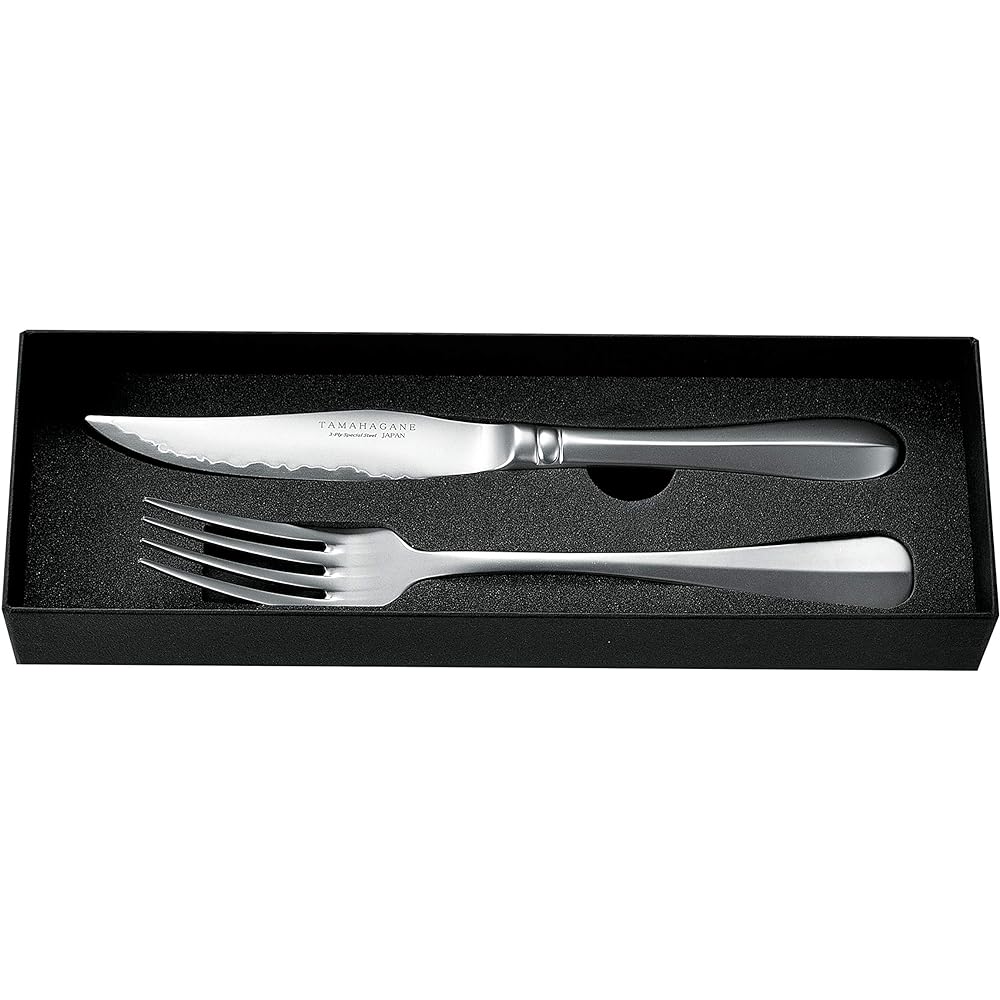 Kataoka Seisakusho TAMAHAGANE 3-layer steel steak knife and fork set