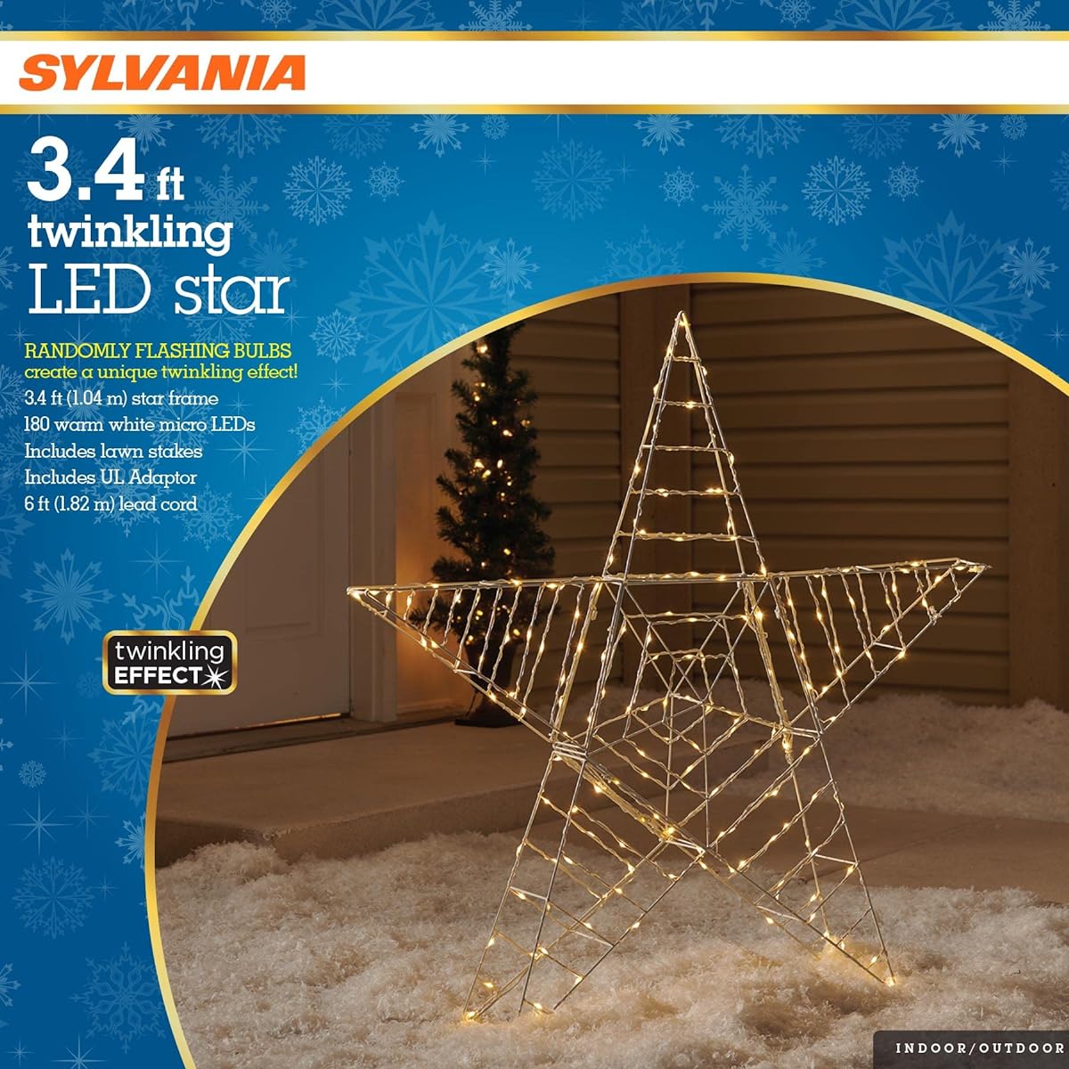 SYLVANIA 3.4' Twinkle LED Star Yard Decor, Warm White