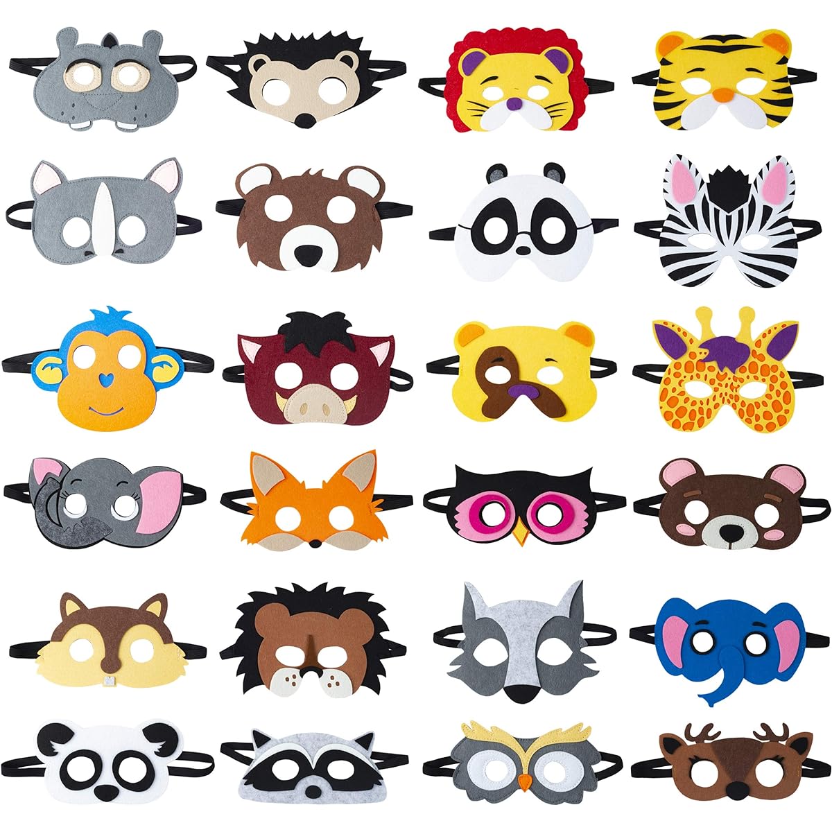 Felt Animal Mask Party Favors (24 Pack) Kids - 24 Safari Party Supplies - Perfect for Petting Zoo | Farmhouse | Jungle Safari Theme Birthday Party