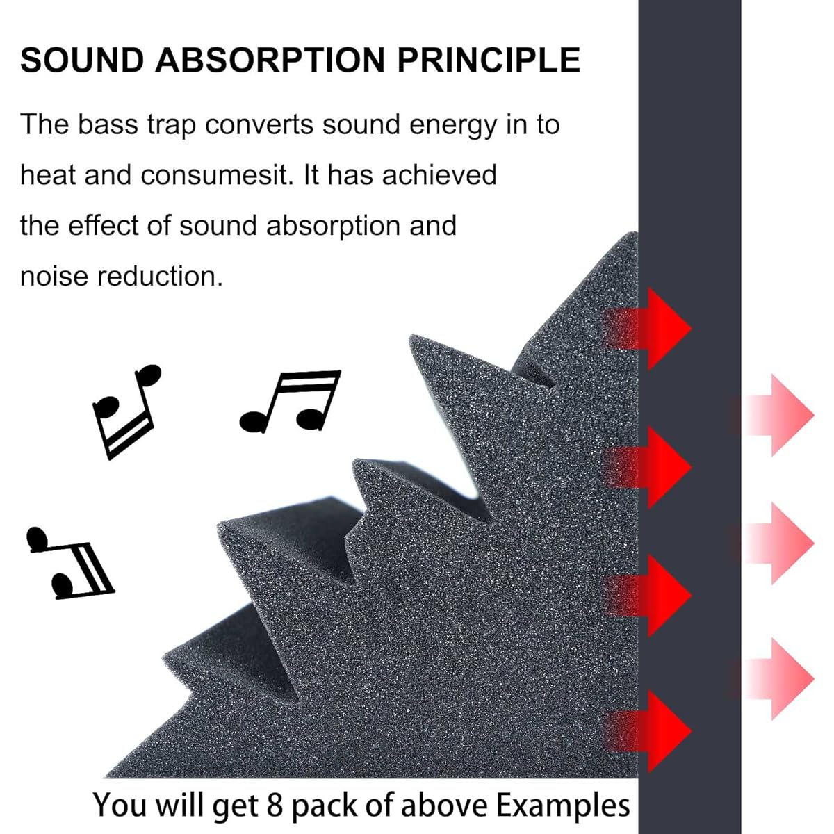 DEKIRU 8 Pack Acoustic Foam Bass Traps Corner Blocks 12" x 7" Studio Foam Soundproofing Foam Panels Noise Reduction Wall Soundproofing Pads Perfect for Studio/Home/Theater