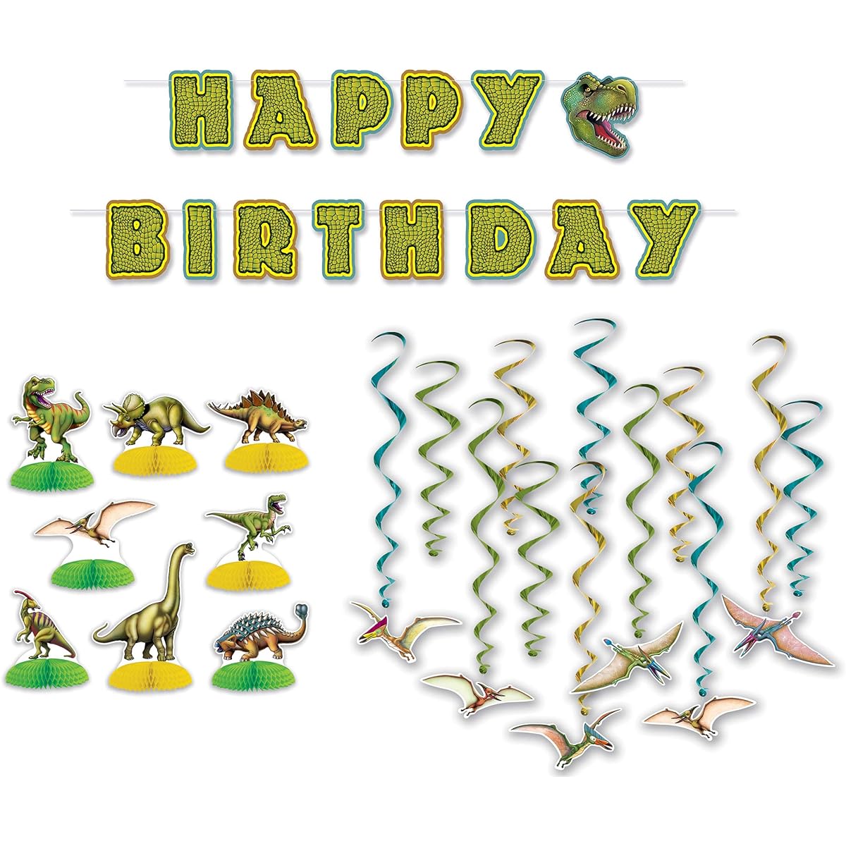 Beistle S28AZA Dinosaur Birthday Party Supplies Decorations, 4" - 10', Multicolor