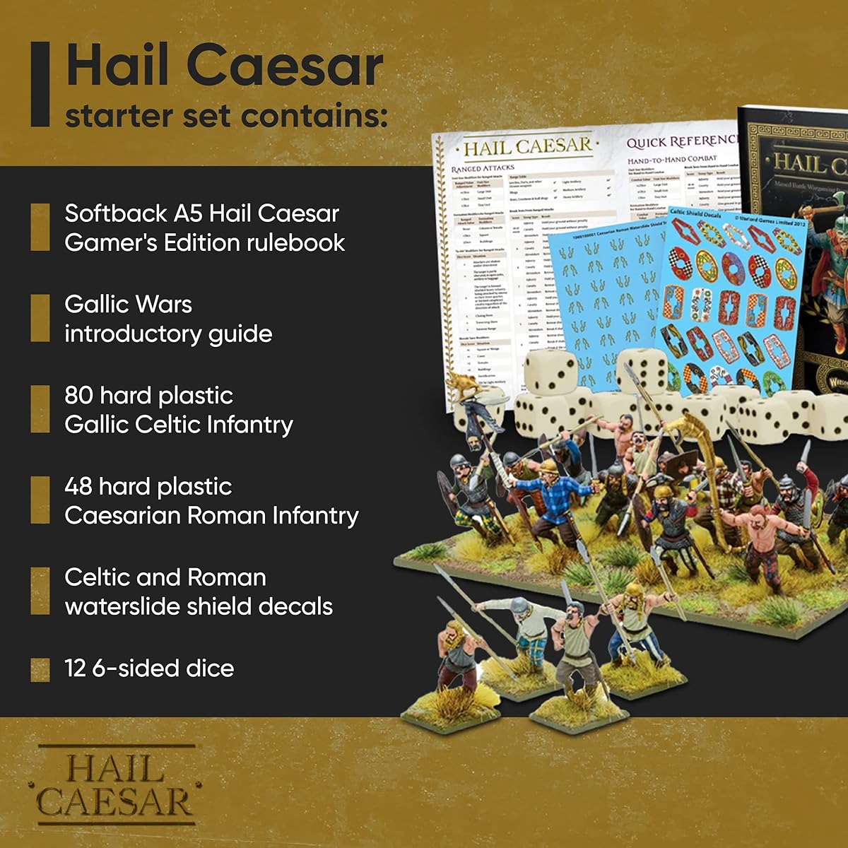 Wargames Delivery Warlord Games Hail Caesar - Caesar's Gallic Wars Starter Army Action Figures 28mm Celtic Roman Soldier Figures Miniatures for Tabletop Wargames and DND