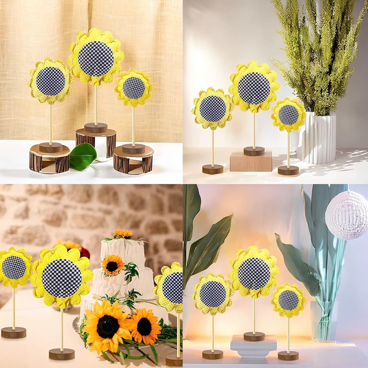 Sunflower Table Decor, Sunflower Table Centerpiece Sign, Summer Farmhouse Tiered Tray Decor, Fireplace Mantle Tray Decor, Rustic Freestanding Home Kitchen Decorations, Wedding Party Decor (Sunflower)