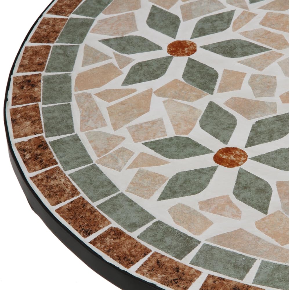 Fuji Boeki Table Garden Width 61 x Depth 61 x Height 69.5 cm Floral Mosaic Ceramic Parasol Hole Assembly Product Brown 10657
