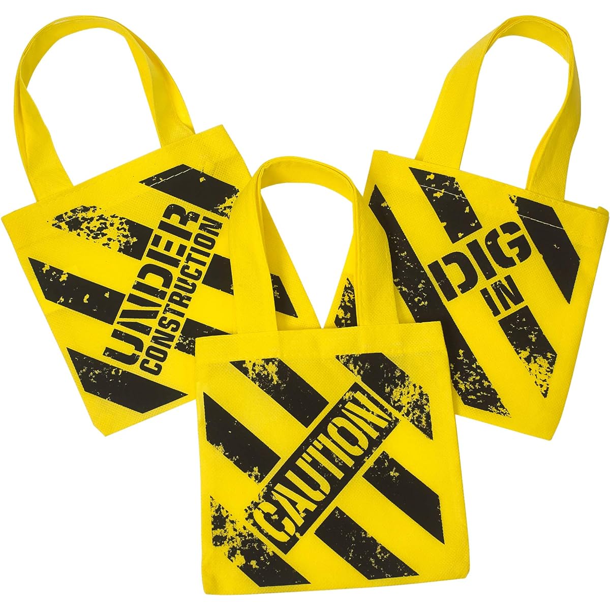 Bedwina Construction Birthday Party Supplies - (24 Pack) Construction Party Hats & Mini Tote Bag Supplies - (12) Yellow Toy Hats and (12) Construction Goodie Bags