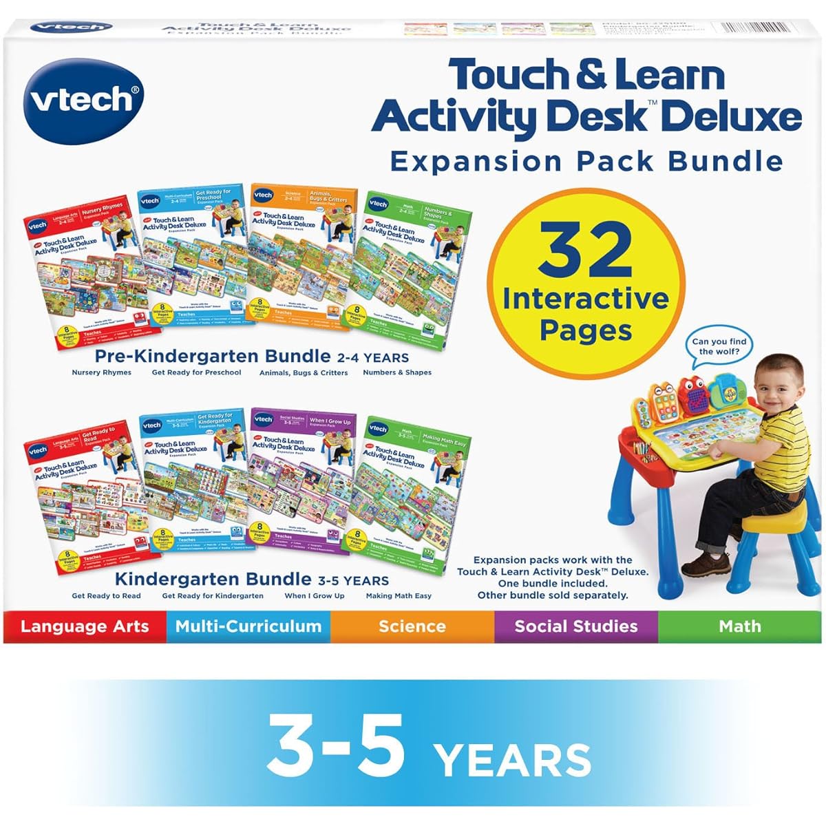 VTech 80-225100 Activity Desk 4-in-1 Preschool Expansion Pack Bundle for Ages 3-5, Multicolor
