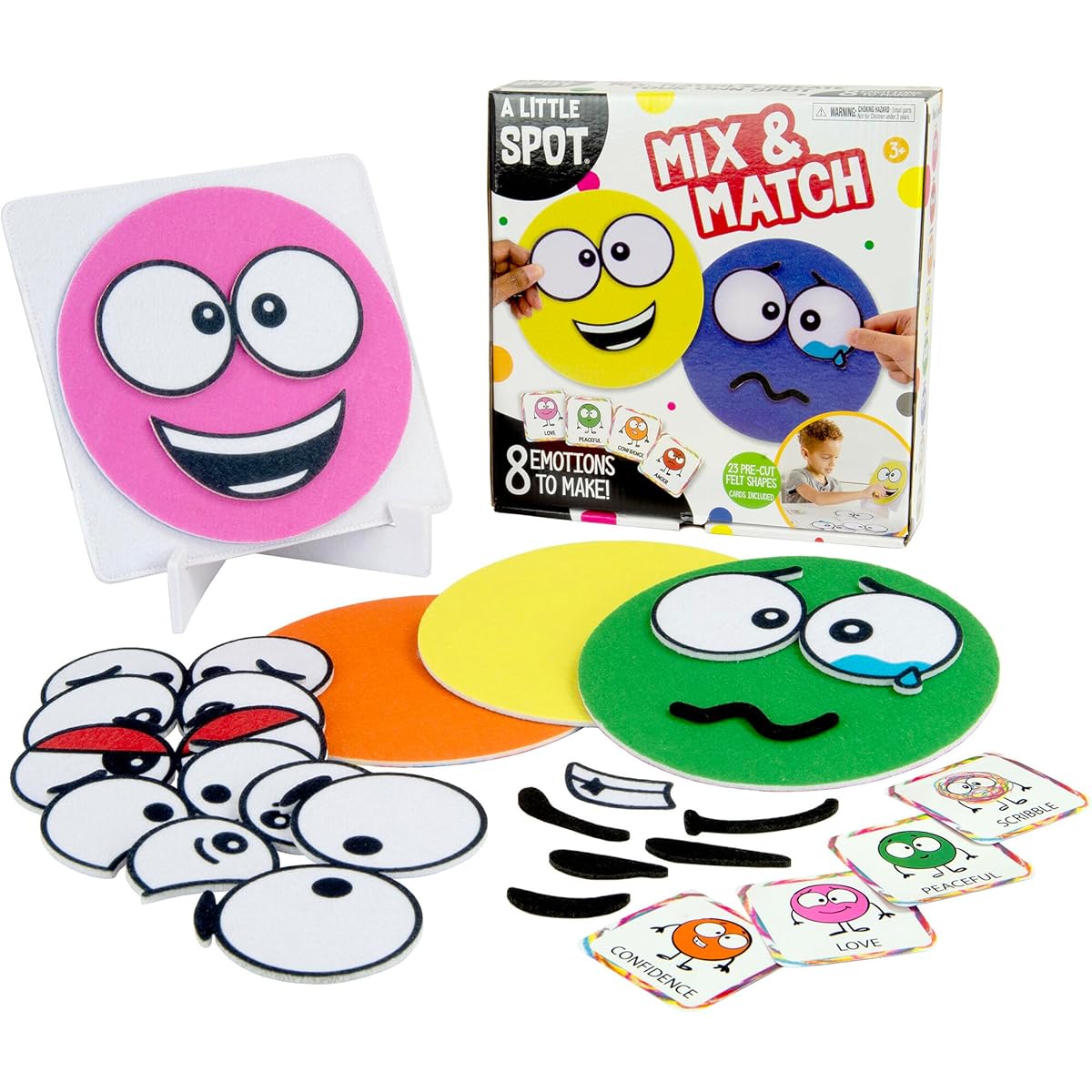 TOMY A Little Spot Mix and Match Craft Kit for Kids - Social Emotional Learning Activities - Sensory Play Includes Soft Felt Sentiment Spots, Double-Sided Cards, and Easel - Based on the Book by Diane Alber