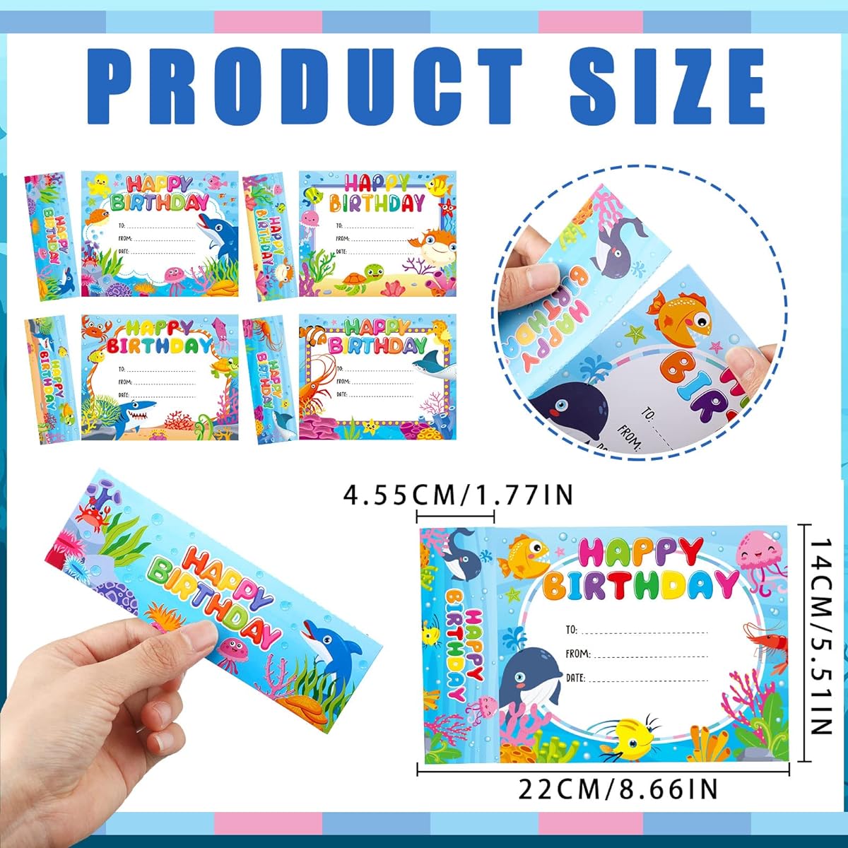 Tisancy Sea Animal Birthday Certificate Happy Birthday Bookmark Cupcake Dessert Birthday Card Student Happy Birthday Bulletin Board Award Party Supplies for Kids Teacher 6 Styles 72 Sheets