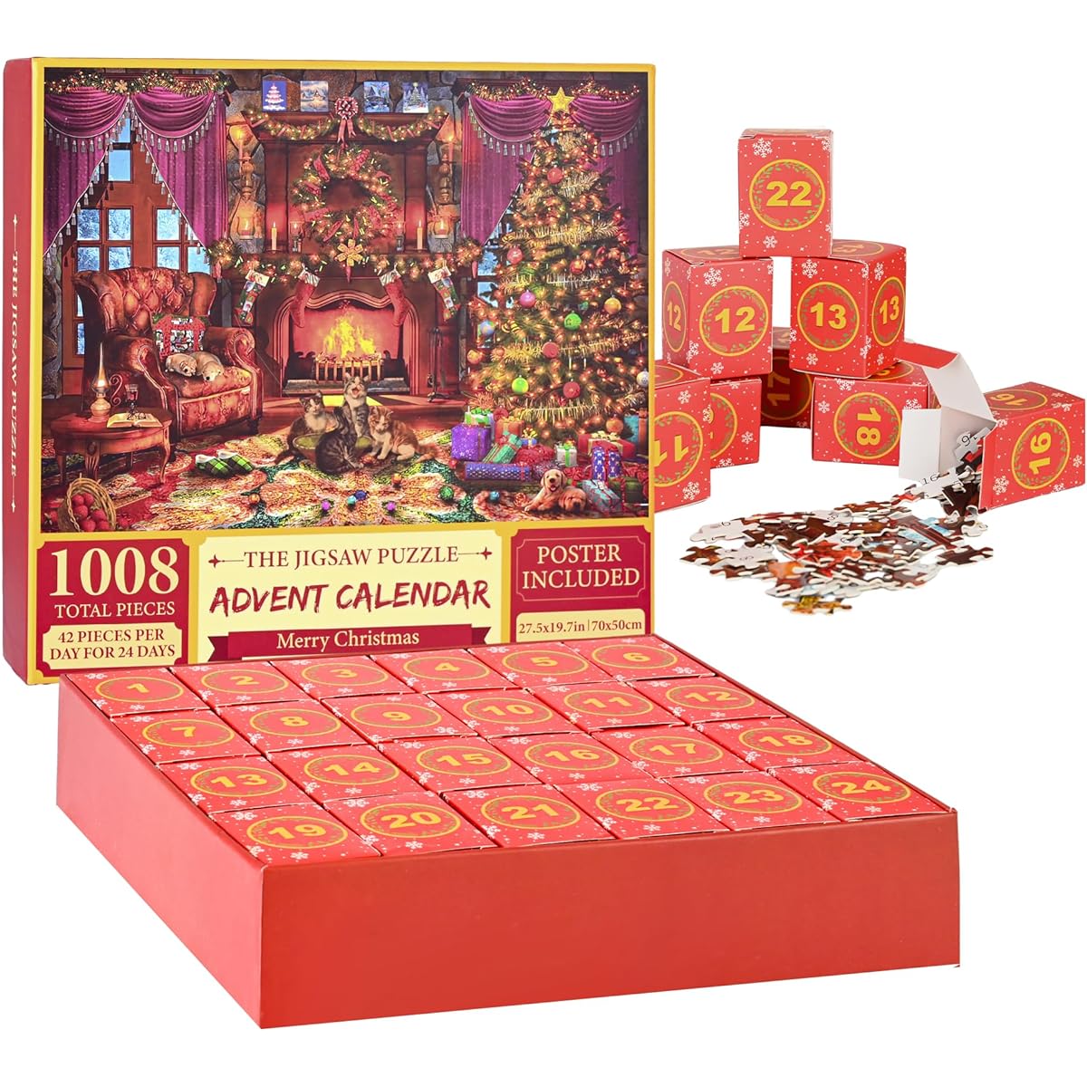 Dxles Advent Calendar 2023 Christmas Jigsaw Puzzle 1008 Pieces 24 Box Puzzle for Adults and Kids Home Decoration Christmas Puzzle Gifts