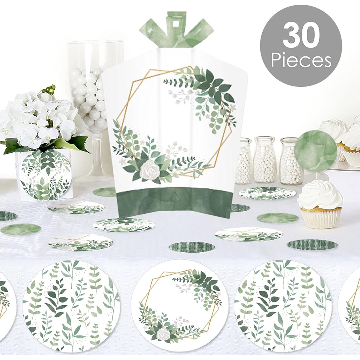 Big Dot of Happiness Boho Botanical - Greenery Party Decorations and Confetti - Amazing Table Centerpiece Kit - Set of 30