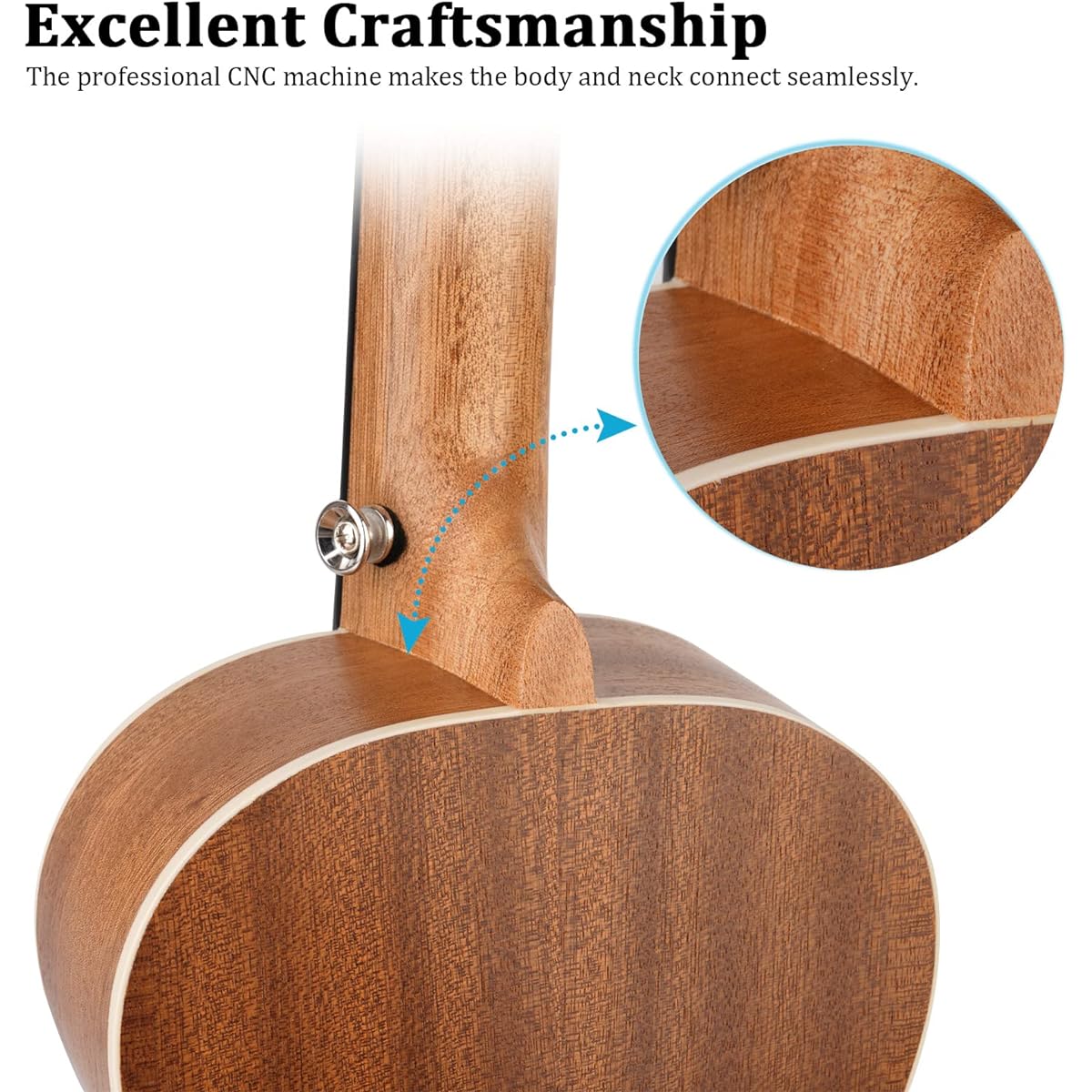 Hricane Concert Ukulele 23 inch UKS-2 4-string Ukulele for Beginners Sapele Hawaiian Ukulele Ukulele Case Ukulele String Set