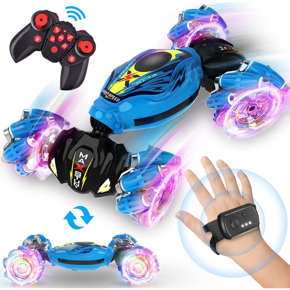 Cusocue Sensing RC Stunt Car Toy for 3-12 Years Old Boys Girls Birthday Gift for Kids Remote Control Twist Car Transform Off-Road Christmas Kids Gift
