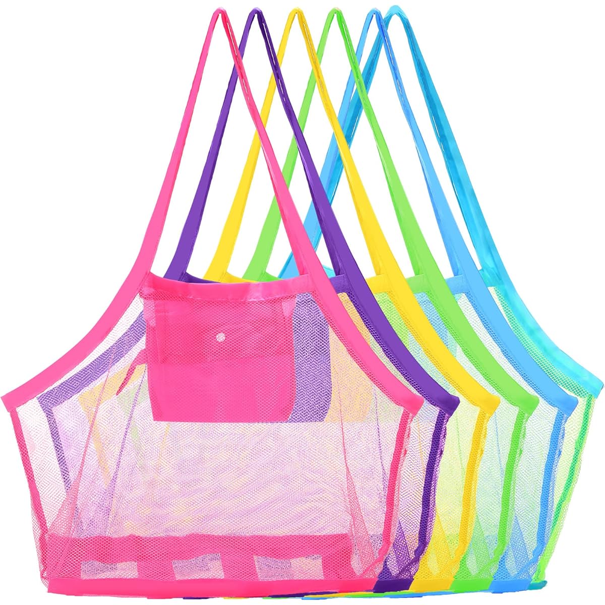 Summer Mesh Beach Bag, Extra Large Beach Toy Bag, Beach Gear, Foldable Beach Bag and Tote for Kids, Toddlers, Beach Toys, Market, Grocery, Picnic, Vacation, Storage, Essentials, 18 x 12 x 18 Inch