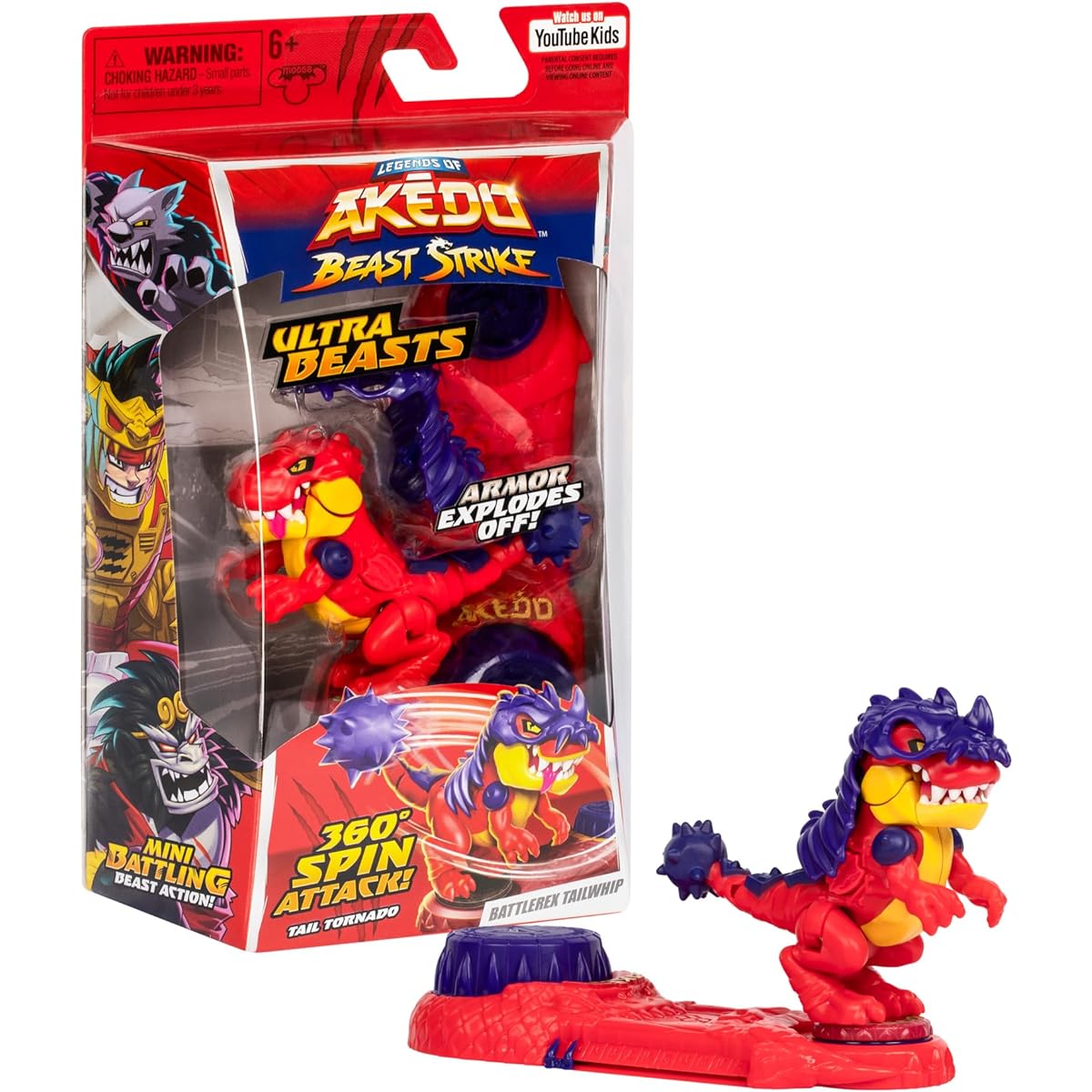 Legends of Akedo Beast Strike Ultra Beasts | Battlerex Tailwhip | Super Size 360 Degree Spin Attack | Battle Pin Controller | Battlerex Tailwhip Strikes with His Jaws and Tail