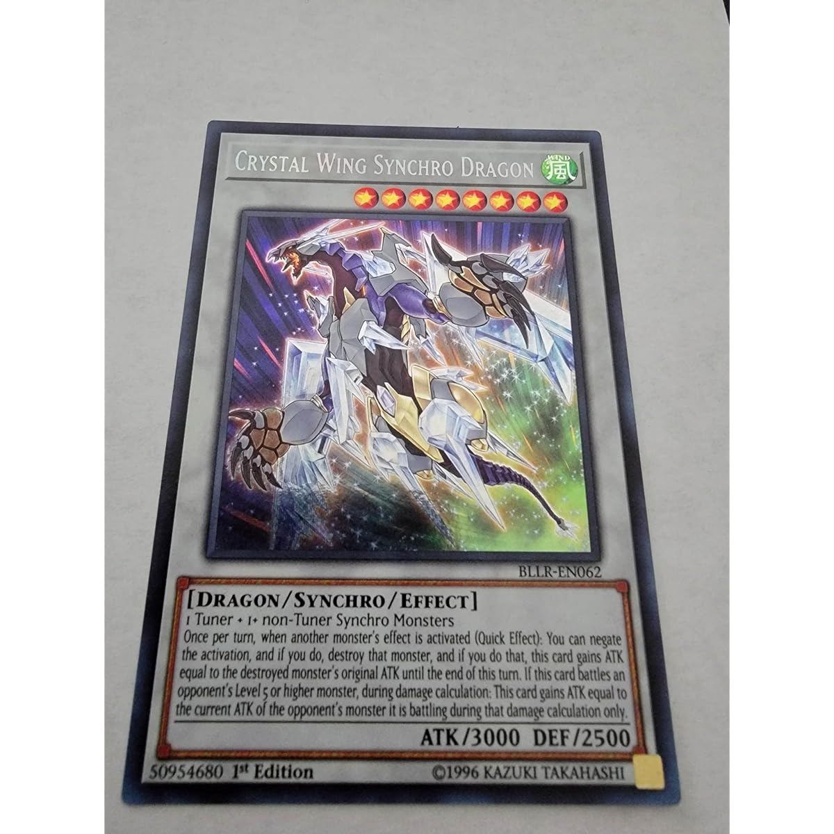 Crystal Wing Synchro Dragon BLLR-EN062 Battles of Legends Revenge of Light Secret Rare First Edition