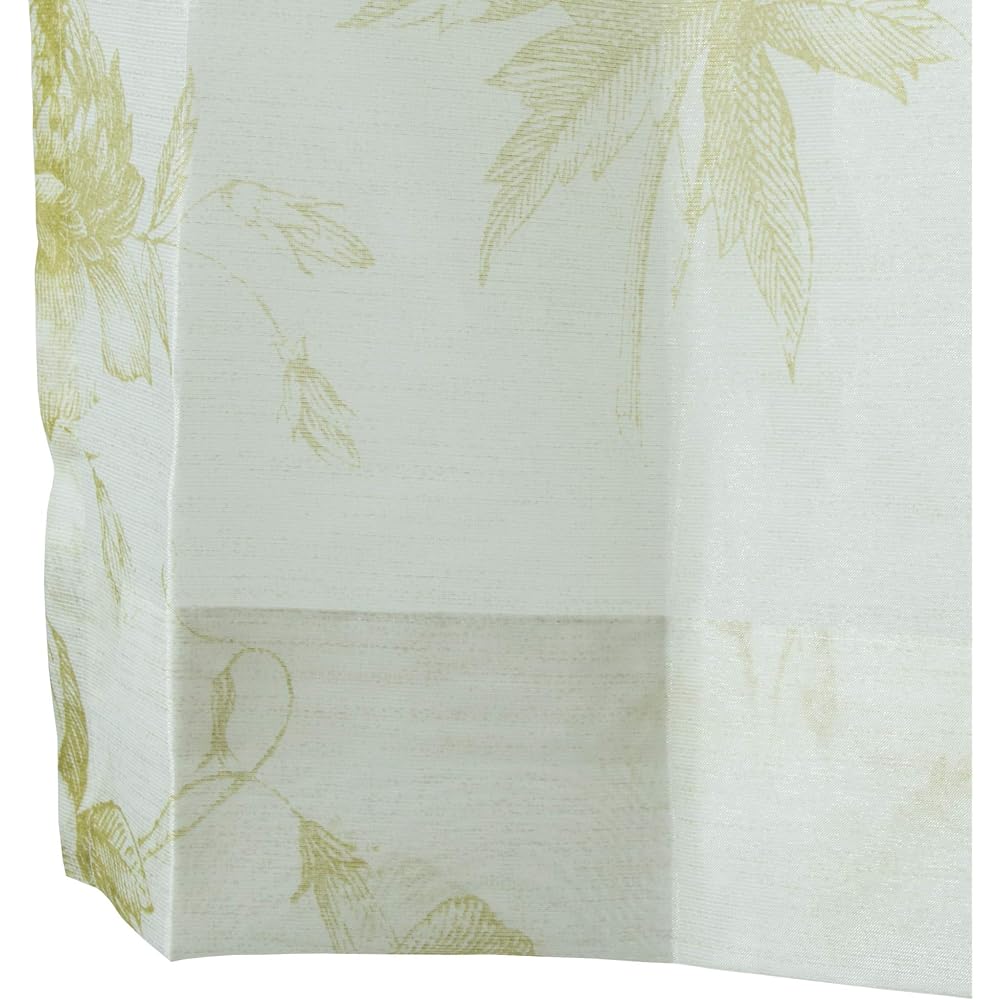 KAWASHIMA SELKON TEXTILES Lace Curtain Yellow 100x133cm 2 Pieces Washable UV Protection Flame Retardant