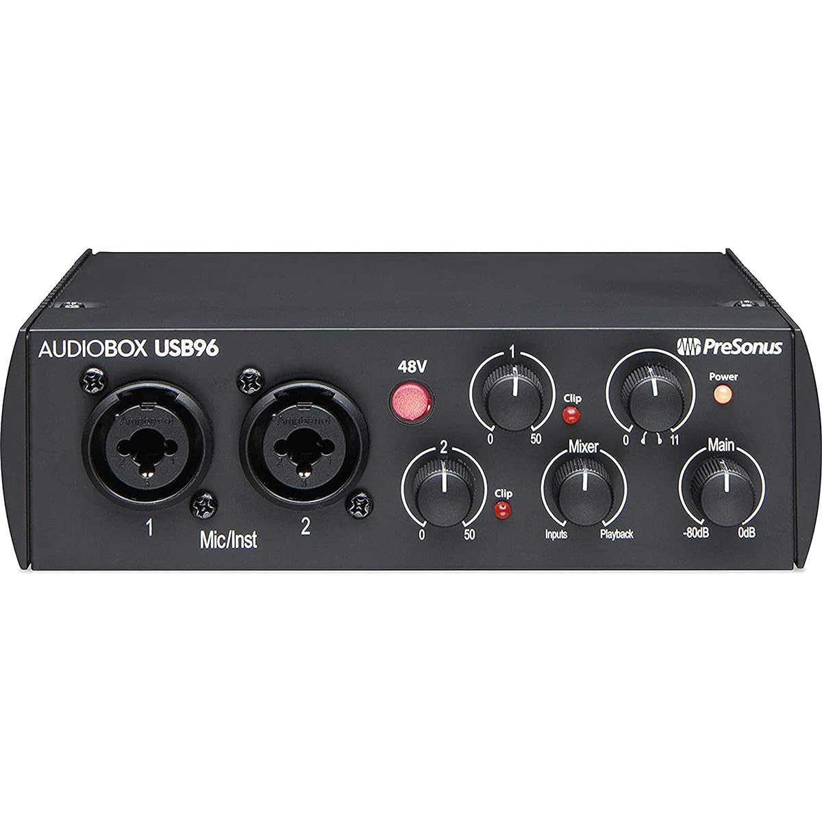PreSonus AudioBox USB 96 Black USB Audio Interface 2 Channel 24-bit/96kHz USB 2.0 Recording Instrument/Mic Preamp with Gravity Magnetic Phone Holder and EMB XLR and 1/4" Cable Bundle