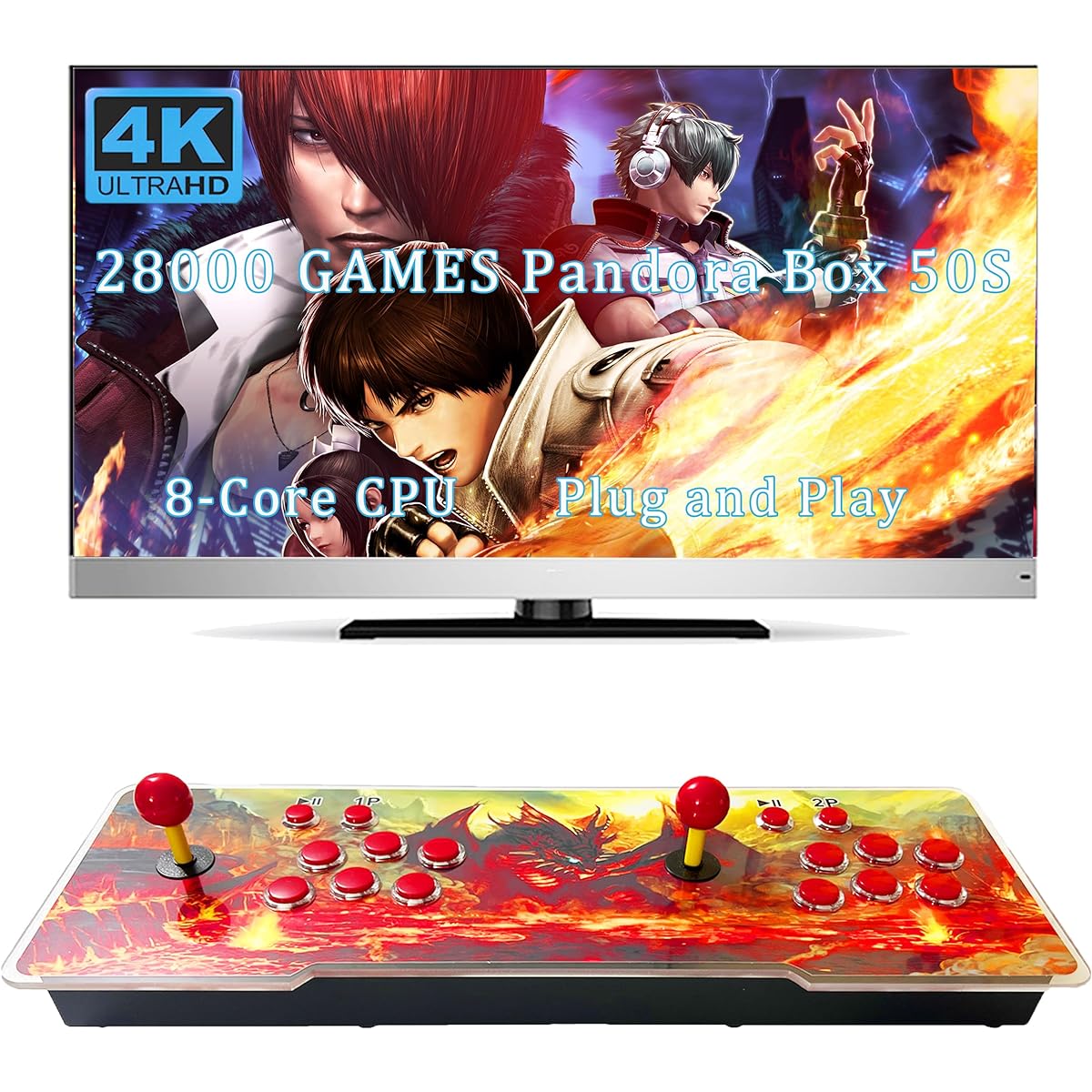 RegiisJoy 20000 Games in 1 Pandora 40S Arcade Game Console Retro Game Machine for PC & Projector & TV 2-4 Players 1280X720 3D Games Search/Hide/Save/Load/Pause Games Favorites List