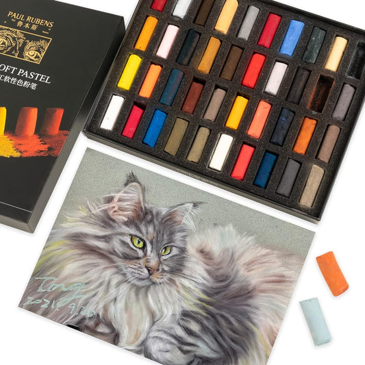 Paul Rubens Artist Soft Pastels 40 Colors Hand Rolled Chalk Pastels for Portraits, Professional Grade, Perfect for Beginners, Art Enthusiasts, Crafts, Drawing and Blending