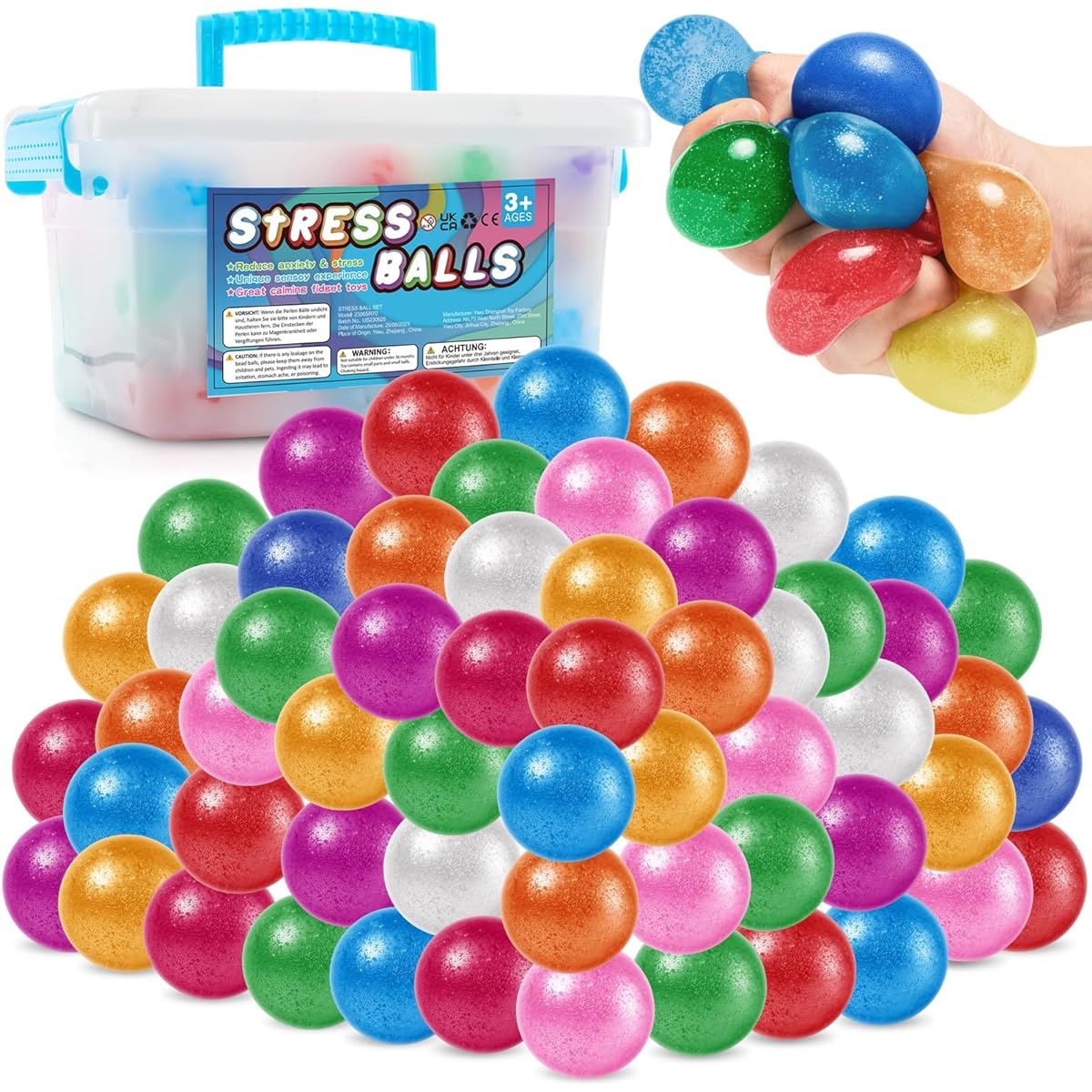 Fidget Toy Bulk Stress Balls 120 Pieces Squishy Mini Stress Balls for Adults Squishy Sensory Toys Bulk Relief Toys Classroom Fidgets Goodie Bag Stuffers Treasure Chest Prizes for Adults