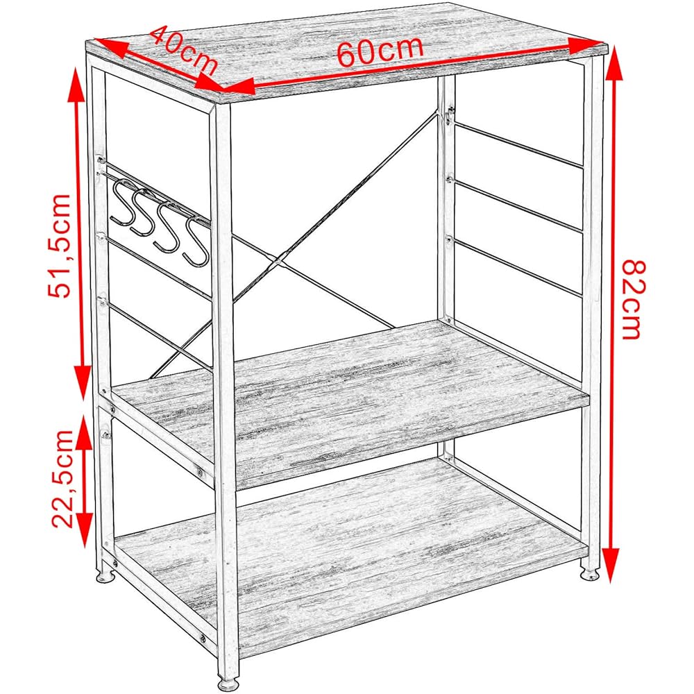 WOLTU Kitchen Rack Range Rack Cooktop Kitchen Wagon Range Board Kitchen Storage with 4 S-Rack RGB9309sz
