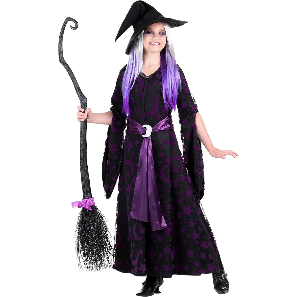 Girls Purple Moon Witch Costume