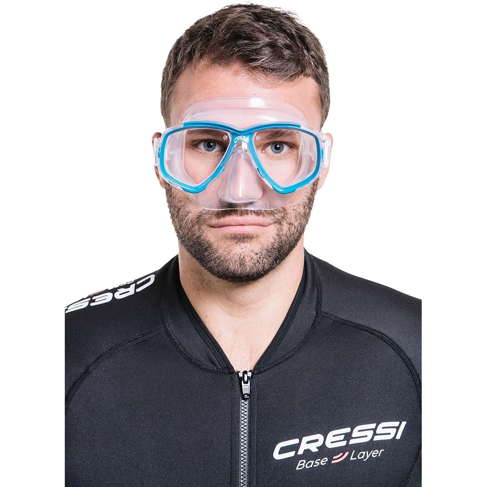 CRESSI Snorkeling Freediving Mask [PERLA] Twin Lens Tempered Glass Lens Color Finely Adjustable Strap [Genuine Product]
