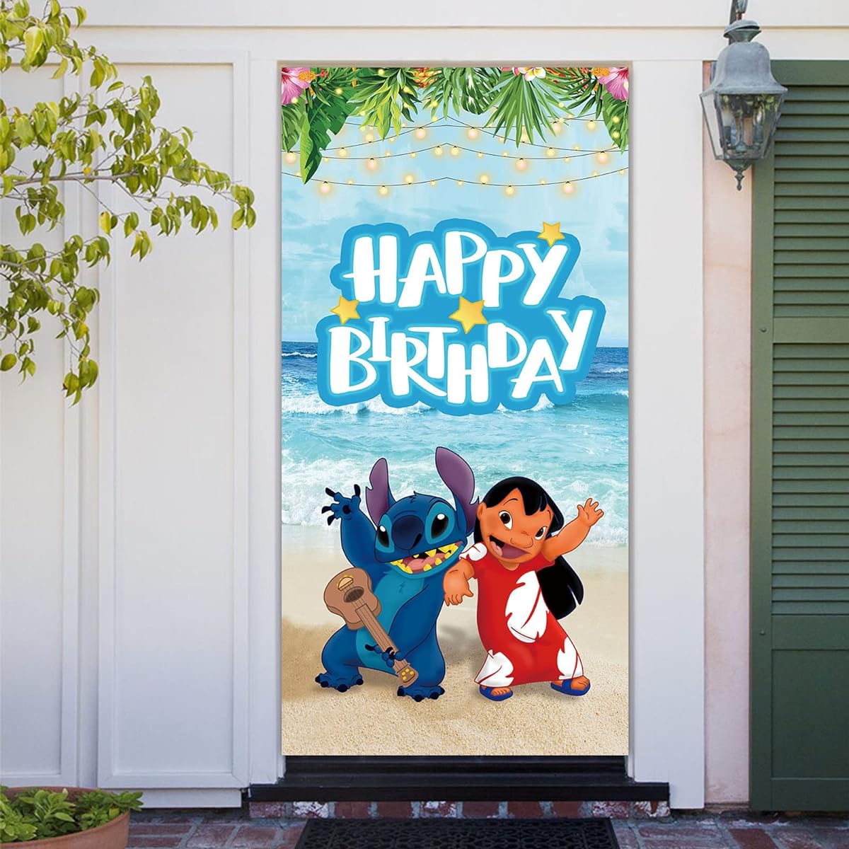 Tropical Luau Summer Beach Ocean Door Banner 72 x 35.4 Inch Backdrop Kids Happy Birthday Dessert Table Top Summer Aloha Luau Party Decoration Outdoor Door Banner Supplies