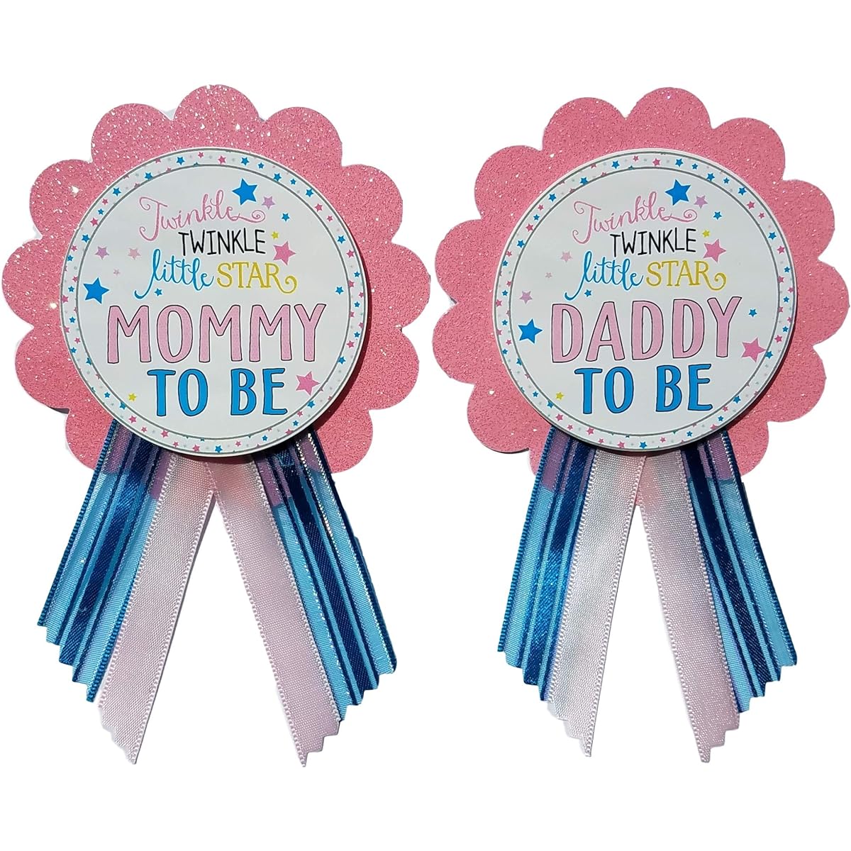 Mommy & Daddy to Be Pin Twinkle Twinkle Little Star Baby Shower Pin for Parents Pink & Blue It's a Girl Sprinkle