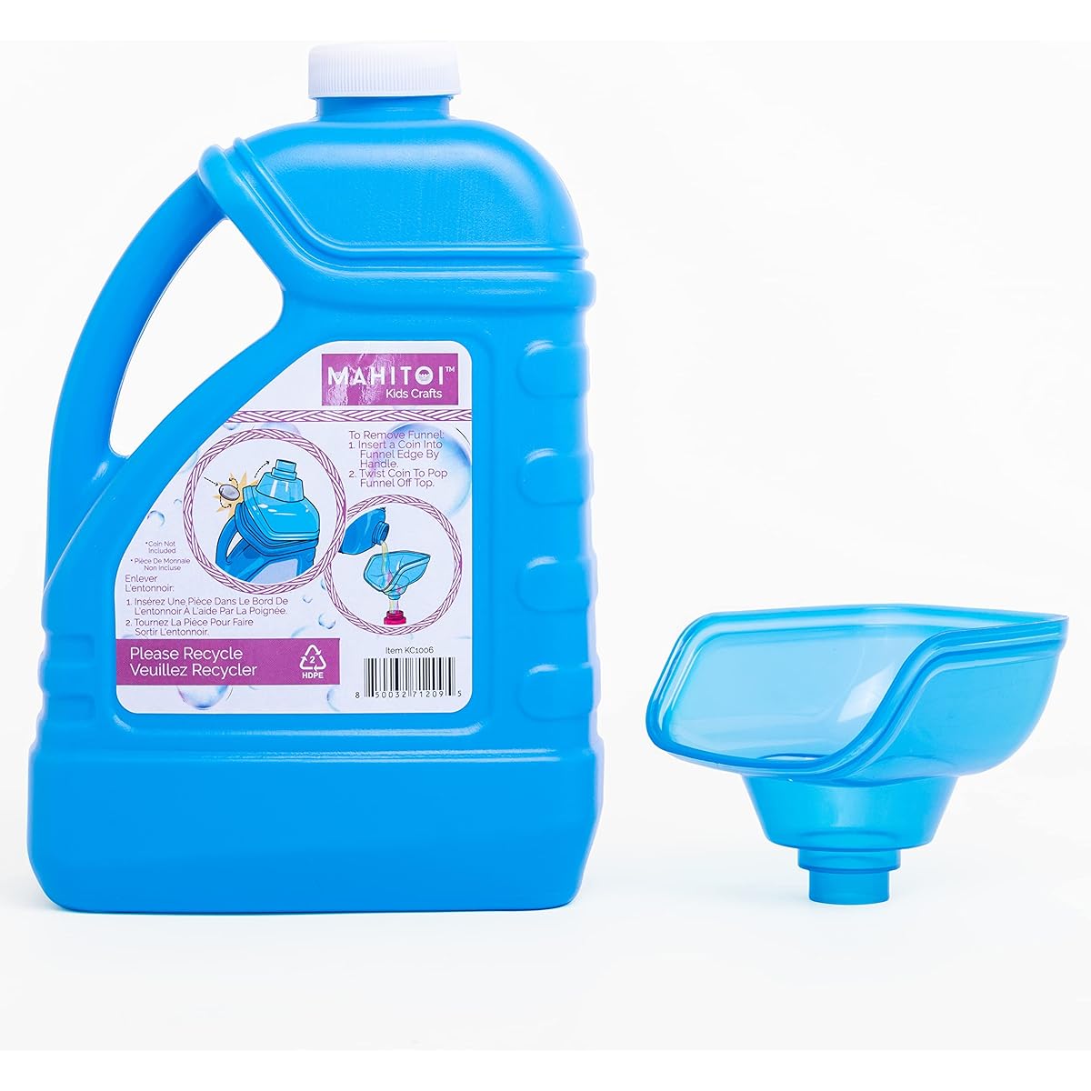 MAHITOI 614oz, 1.8L Bubble Solution Wand & Handy Easy Pour Funnel with Bubble Machine for Birthday, Wedding, Outdoor, Party Events or Refilling Bubble Bottles, Non-Toxic