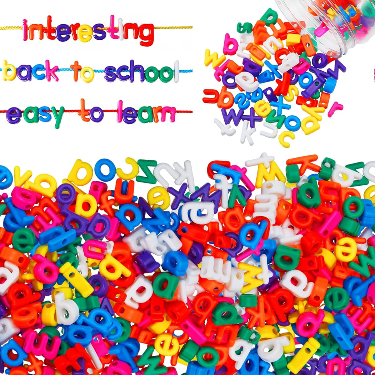 Wesiti 408 Pieces Racing Letters Alphabet Learning Toys Toddler ABC Alphabet Beads Racing Toys Fine Motor Skills Toys Preschool Games Home School Supplies Early Spelling (Lowercase)