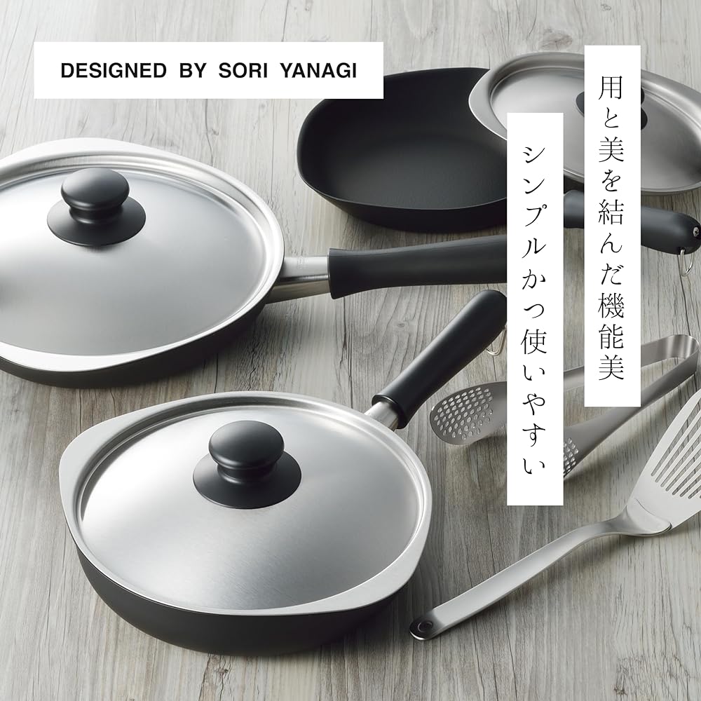Sori Yanagi Punching 23cm, deep type double-handed pot that can be used in combination with colander, Tsubame Sanjo, stainless steel, 22cm deep, can be used in combination with colander, dishwasher safe, 18-8 stainless steel