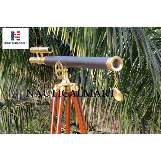 ARTIZANSTORE Marine Floor Stand Brass/Leather Griffith Telescope