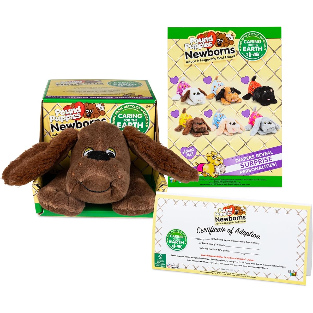 Pound Puppy Newborn Stuffed Toy - Zanny - Dark Brown Eco-Friendly