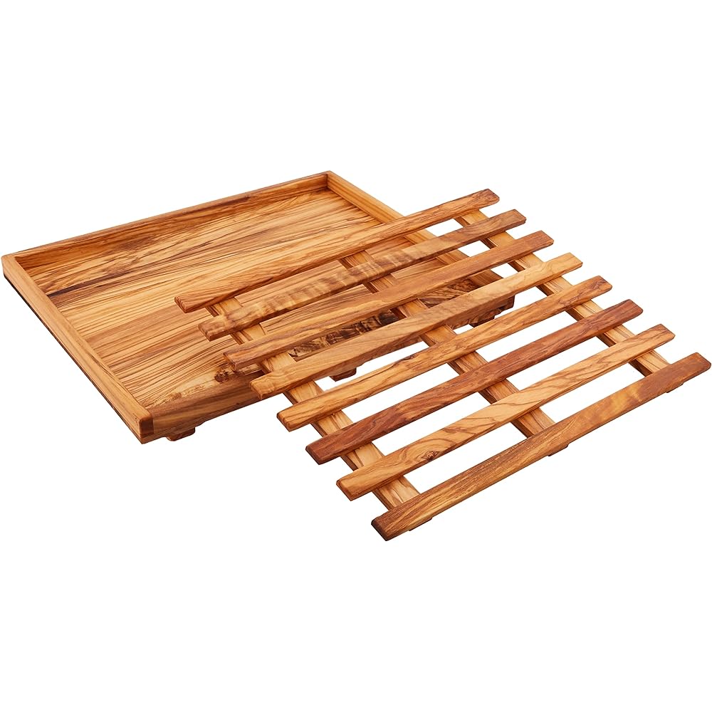 Arteinolivo Olive Wood Bread Cutting Board (2 Piece Construction)