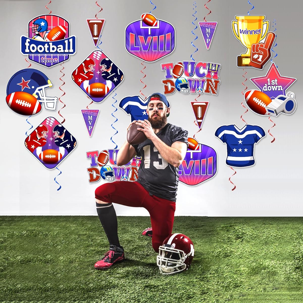 Super Football Party Decorations 2023 40 Pieces Super Football LVII Party Supplies No DIY Needed Football Hanging Swirls Super Football Decorations for Party American Football Swirls for Football Game Day