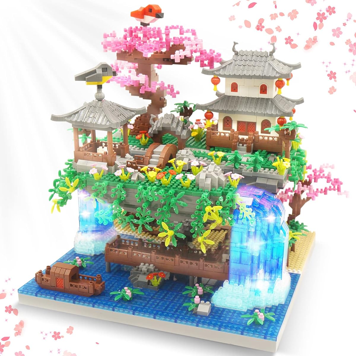 Cherry Blossom Bonsai Mini Building Kit Set Chinese Architecture Building Blocks with Light Japanese Cherry Blossom Tree House Gift for Adults and Kids (3320 Pieces)