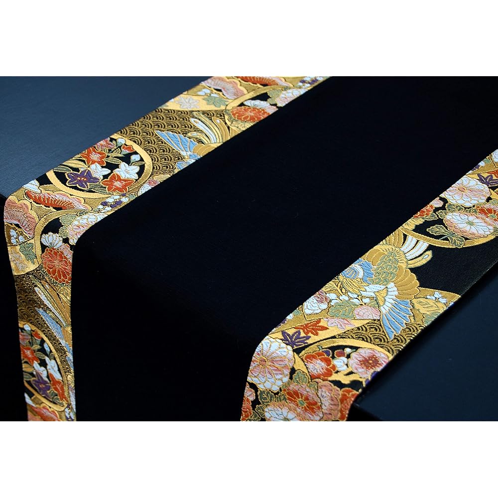 Japanese Style Kimono Table Runner Reversible Gold Brocade Obi Boxed Packaged 150cm (Asuka)